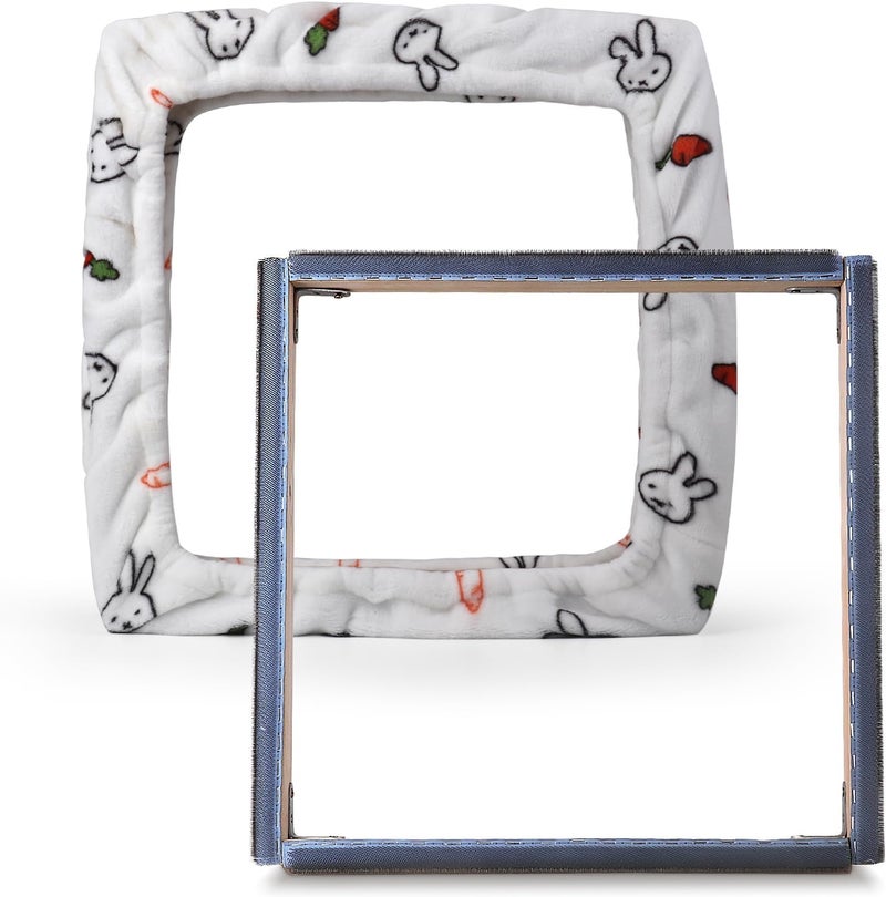 ICZW Gripper Strip Frame 15.7" x 15.7" Punch Needle Frame Rug Hooking with Frame Cover (White) - Image 1